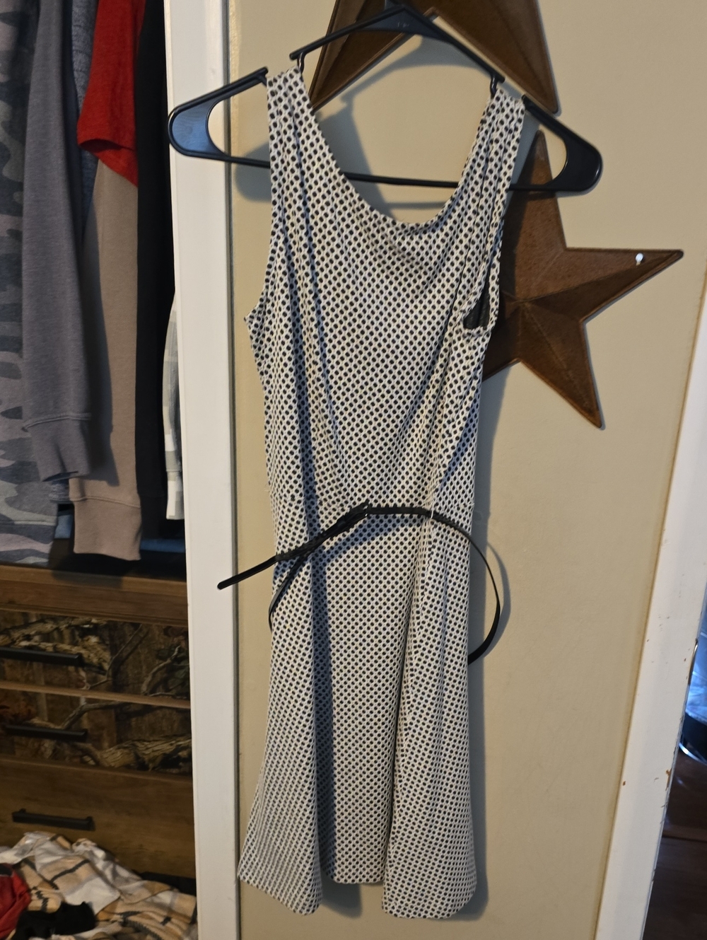 Classic Sleeveless Polka Dot Dress - White/Black Brand New Medium